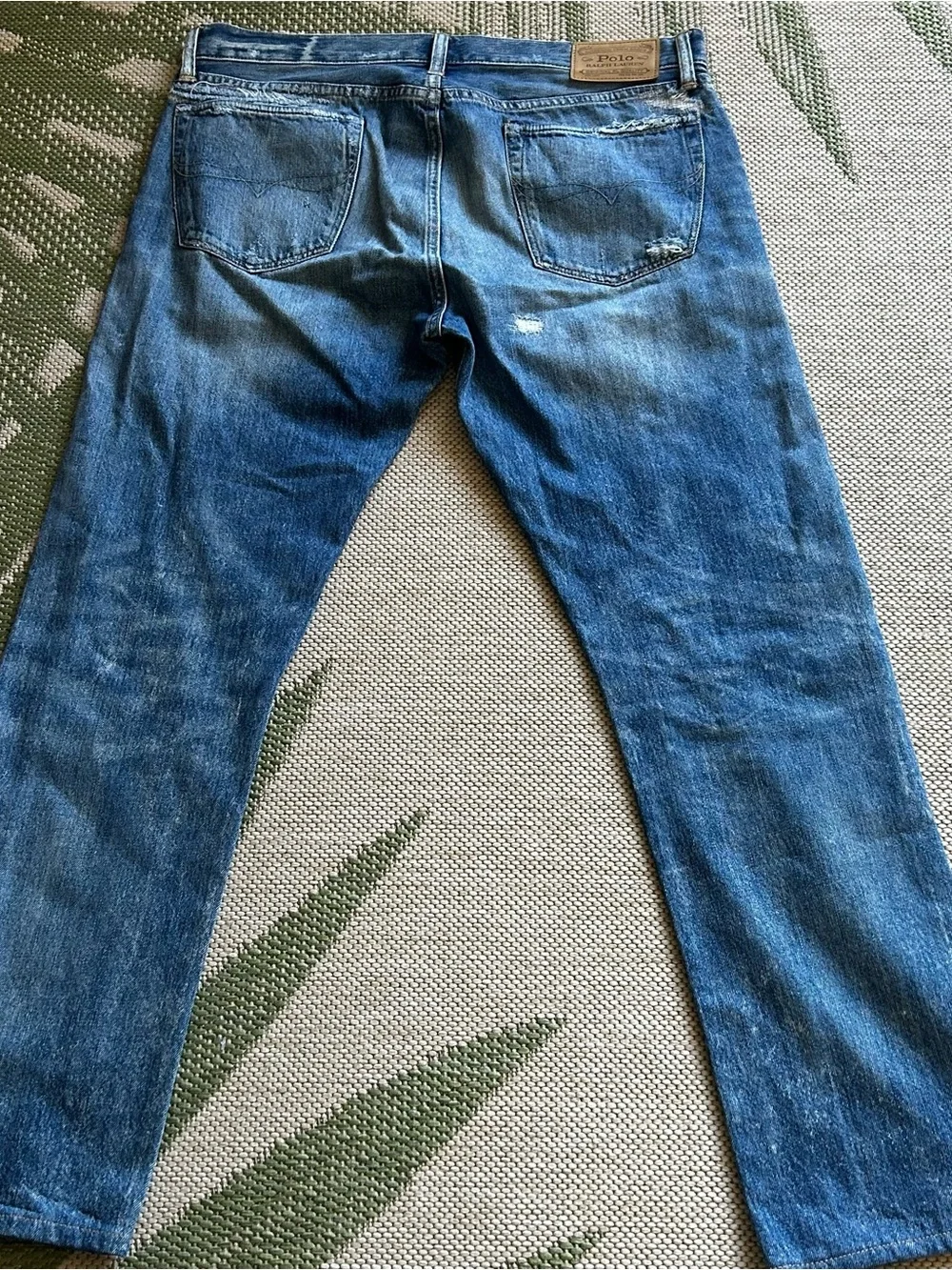 Polo by Ralph Lauren The Varick Blue Distressed Slim Straight Jeans 33x32